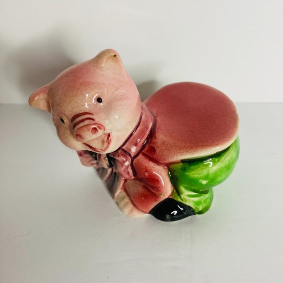 Anthropomorphic Pig Porcelain Salt or Pepper Shaker Vintage 1 Piece Only **SEE** - Picture 2 of 5